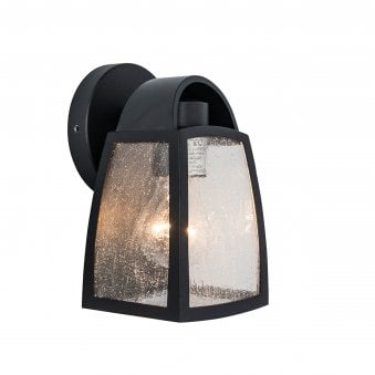 Kelsey Small Textured Glass  Exterior Wall Lantern in Black