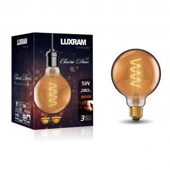 Classic Deco E27 Dimmable Extra Warm White Amber 95mm LED Globe 5W 1800K 280lm