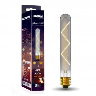 Classic Deco Smoked E27 Dimmable Neutral White X Filament LED 185mm Tube 4W 4000K 300lm