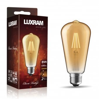 Vintage E27 Rustica Dimmable Extra Warm White Pear Shaped Gold LED 6.5W 2200K 630lm