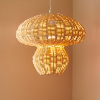 Allie Mushroom Pendant in Rattan 