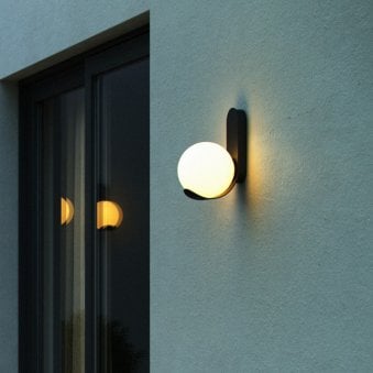 Dalius Outdoor IP44 Wall Light in Black with Opal Diffuser