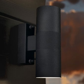 Tin Outdoor IP54 Up and Down Wall Light in Black