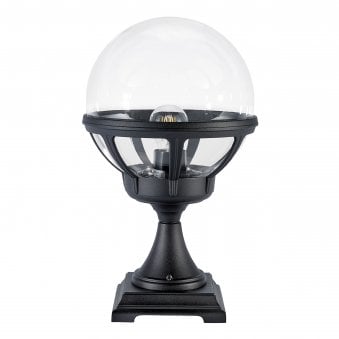 Bologna Coastal Pedestal Light in Black with Clear Dome
