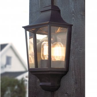 Turin Coastal IP54 Small Half Wall Lantern in Black