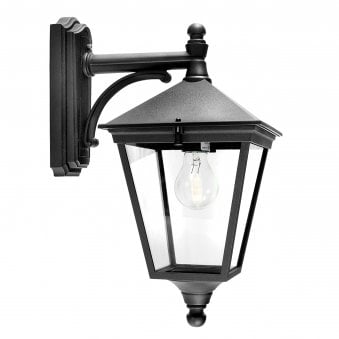 Turin IP54 Light Down Small Wall Lantern in Black