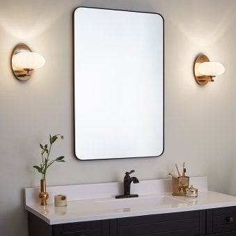 Pim IP44 Single Wall Light in Fox Gold with Satin Etched Cased Opal Shade