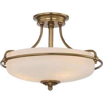 Griffin Three Light Semi-Flush in Weathered Brass