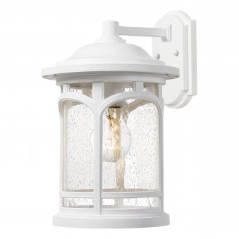 Marblehead Coastal Medium Wall Light in White with Seeded Glass