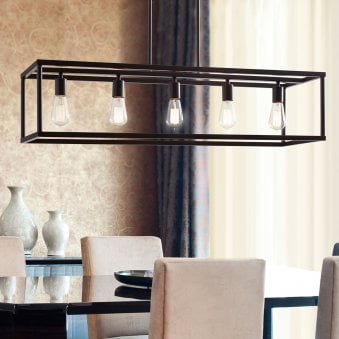 New Harbor Five Light Island Chandelier in Western Bronze