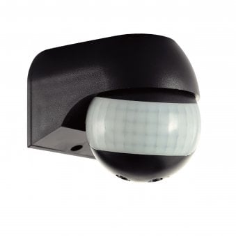 Adjustable Wall Mounted IP44 PIR Motion Sensor In Black