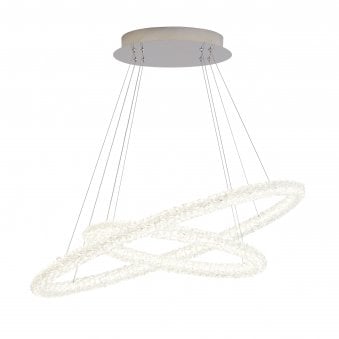 Circle Twin Oval Ring Chrome and Crystal LED Ceiling Pendant