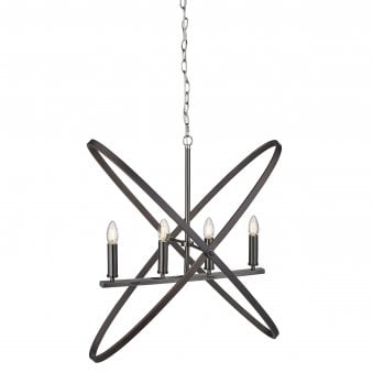 Hoopla 4 Light Pendent In Pewter & Black
