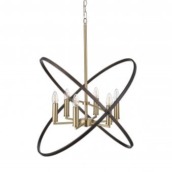 Hoopla 6 Light Pendent In Bronze & Black