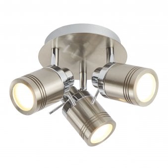 Samson Triple Round Adjustable IP44 Bathroom Spotlight in Satin Silver