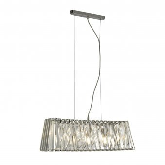 Tiara 4 Light Linear Pendant In Chrome With Clear Crystal