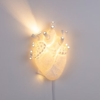 Heart Wall Lamp in Porcelain 