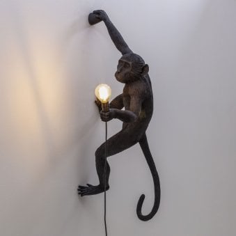 Monkey Outdoor Wall Lamp IP44 Hanging Right Edition in Black