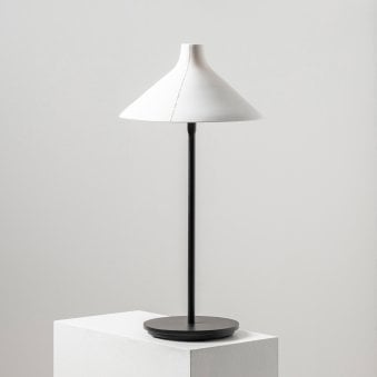 Seam Table Lamp In Black With White Porcelain Shade