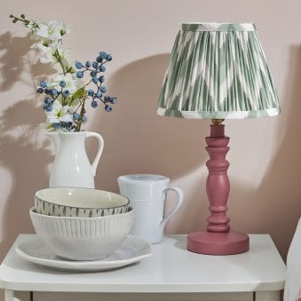 Bibury Table Lamp in Pink Clay with Zigzag 20cm Cotswold Green Shade