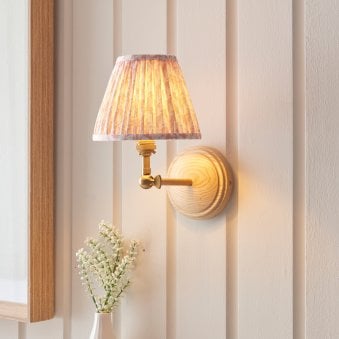 Wood Wing Adjustable Wall Light With Leaf 16cm Peachy Keen Shade