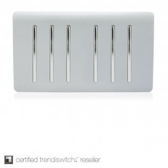 6 Gang 2 Way 10 Amp Rocker Twin Plate Switch in Silver