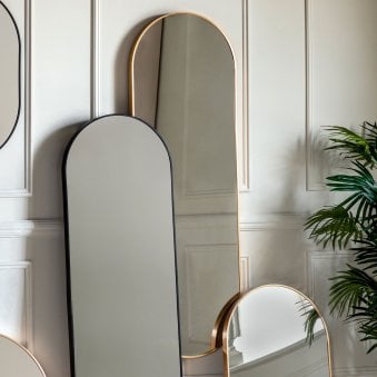 Avington Large Gold Delicate Frame Ellipse Wall Mirror