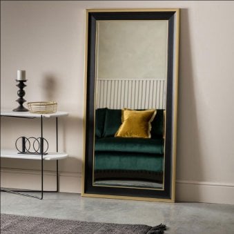 Compton Matt Black with Gold Detail Leaner Mirror