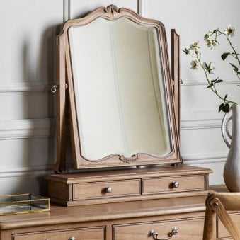 Curridge Adjustable Wooden Table Top Mirror with Twin Draws