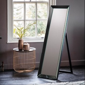 Hermitage Black and Matt Black Full Length Cheval Mirror