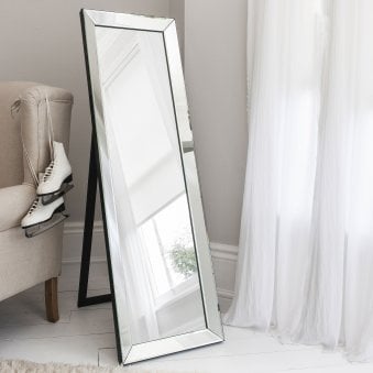 Hermitage Silver and Matt Black Full Length Cheval Mirror