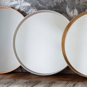 Kintbury Matt White Finished Wood Framed Round Wall Mirror