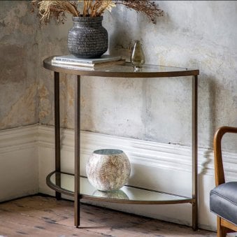 Ruscombe Aged Bronze Demi Lune Console Table