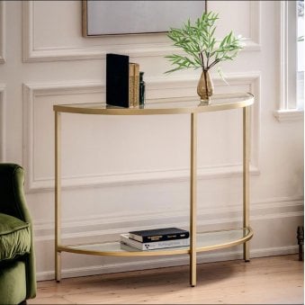 Ruscombe Champagne Gold Demi Lune Console Table