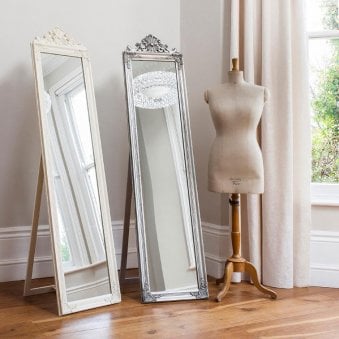 Twyford Silver Leaf Full Length Free Standing Cheval Mirror