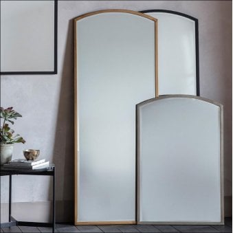 Winkfield Antique Gold Finished Metal Frame Tall Arch Wall Mirror
