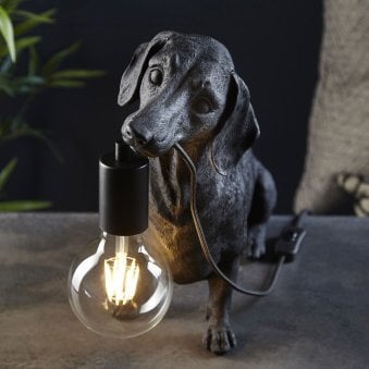 Dachshund Table Lamp in Matt Black