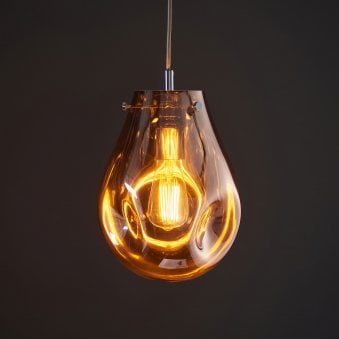 Litton Medium Glass Pendant in Metallic Copper