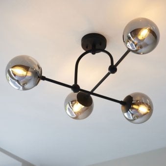 Overcombe Four Light Semi Flush Ceiling Light in Matt Black