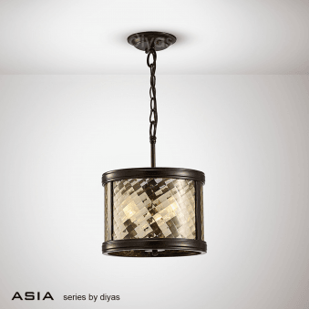 Asia Small Pendant or Semi Flush in Oiled Bronze