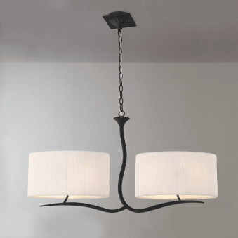 Eve Double Pendant Light in Anthracite with White Oval Shades
