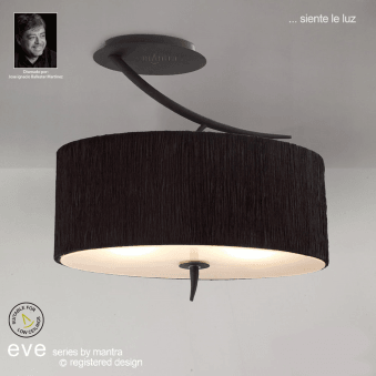 Eve Semi Flush Ceiling Light in Anthracite with Black Oval Shade