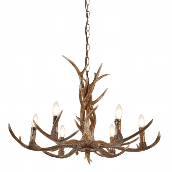 Stag Six Light Antler Pendant In Rustic Brown